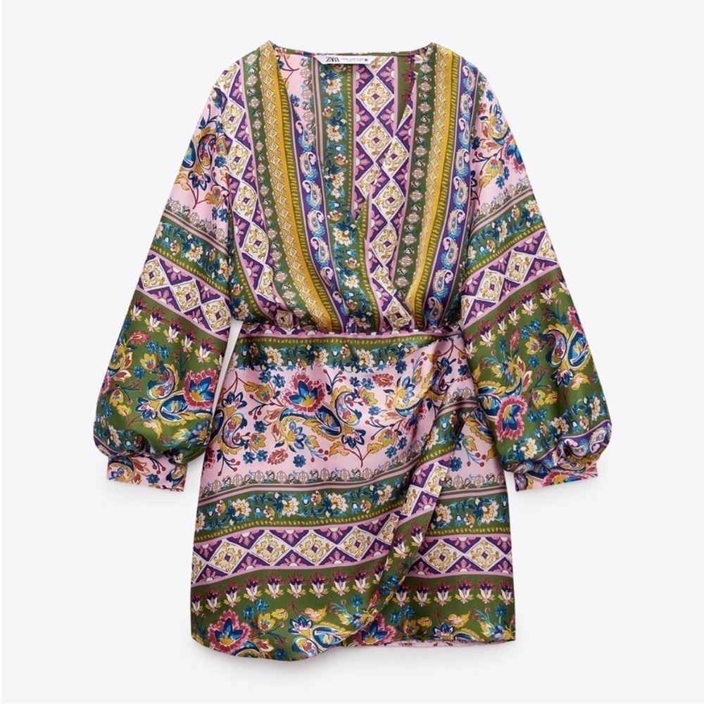 Zara Silk Like Floral Blogger Favorite Dress Size XS.  NWT - Picture 6 of 12